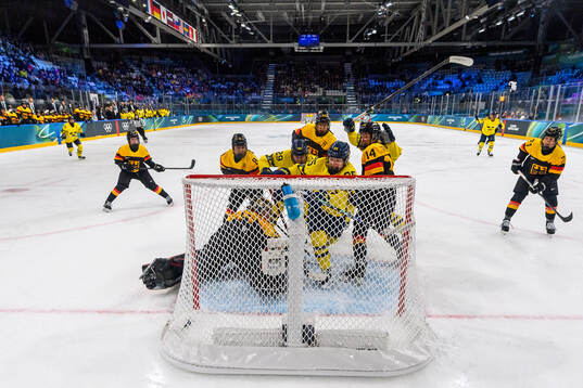 Lina Ljungblom of Sweden scores the 1-1 goal in the women's