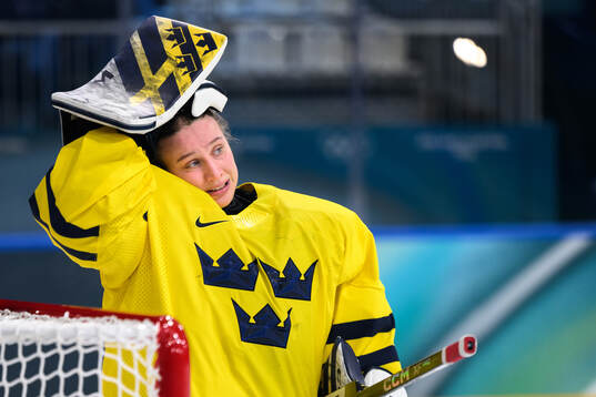 Goaltender Ebba Svensson Träff of Sweden in the women's