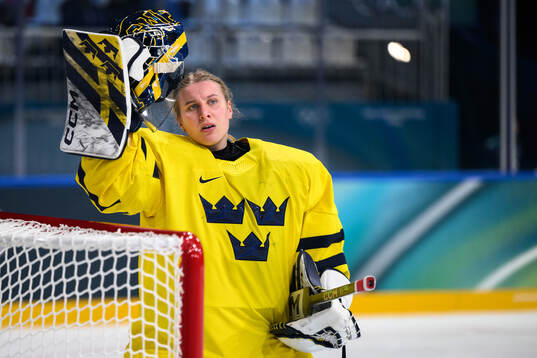 Goaltender Ebba Svensson Träff of Sweden in the women's