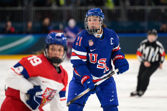 Hilary Knight of USA in the women's ice hockey game between