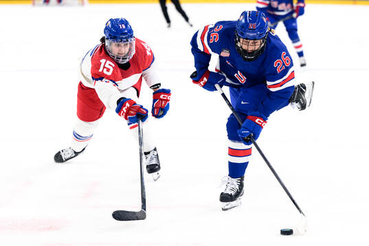 Andrea Trnkova Czech Republic and Kendall Coyne of USA in
