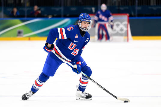 Megan Keller of USA in the women's ice hockey game between