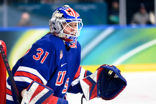Aerin Frankel of USA in the women's ice hockey game between