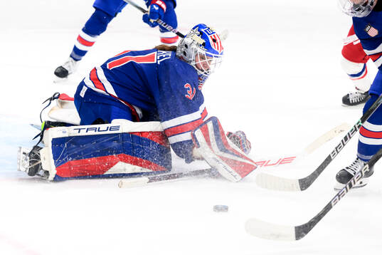 Aerin Frankel of USA in the women's ice hockey game between
