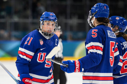 Hilary Knight of USA in the women's ice hockey game between