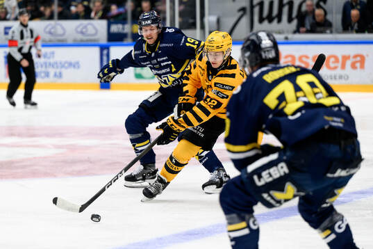 HV71s Niklas Hansson och Skellefteås Valter Lindberg