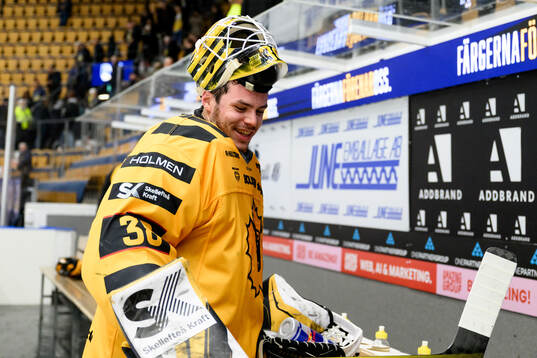 Skellefteås målvakt Strauss Mann jublar