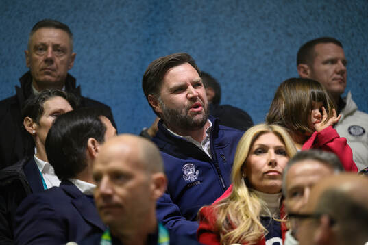 Vice president JD Vance of USA in the stands at the women's