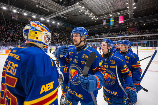 Djurgårdens målvakt Magnus Hellberg jublar med Valtteri