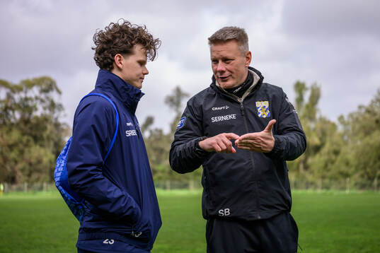 IFK Göteborgs Kolbeinn Thordarson och tränare Stefan
