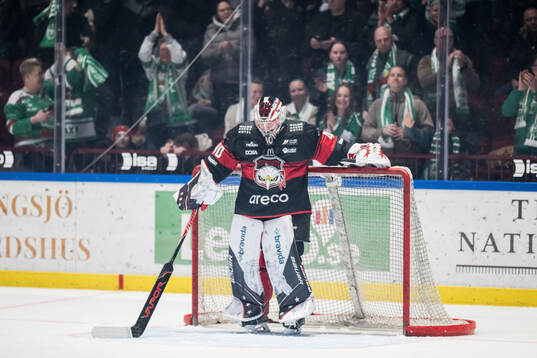 Malmö Redhawks målvakt Oskar Blomgren deppar