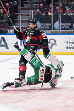 Malmö Redhawks Carl Persson och Rögles Calvin De Haan