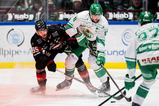 Malmö Redhawks Carl Persson och Rögles Dennis Everberg