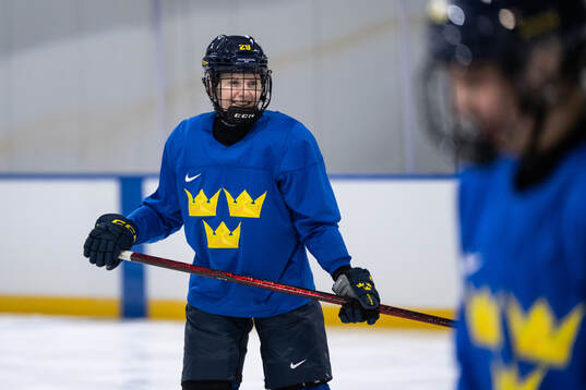 Ebba Hedqvist of Sweden at a ice hockey practice session