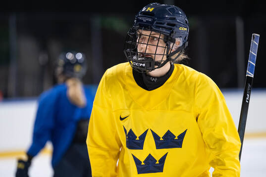 Ida Karlsson of Sweden at a ice hockey practice session