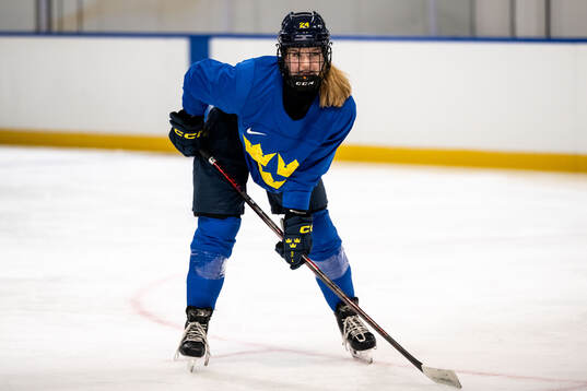 Ebba Hedqvist of Sweden at a ice hockey practice session
