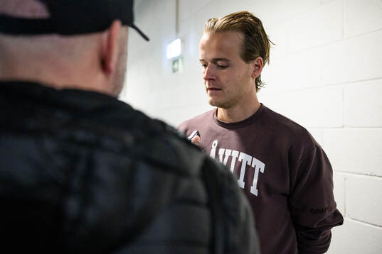 August Erlingmark of IFK Göteborg speaks to media