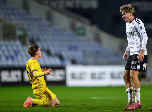 Jeppe Kjaer of Mjällby and Ole Sæter of Rosenborg