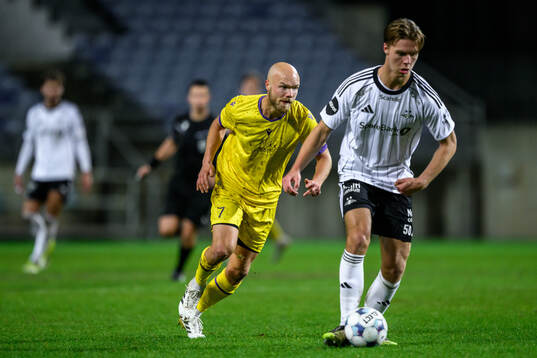 Viktor Gustafson of Mjällby and Håkon Volden of Rosenborg