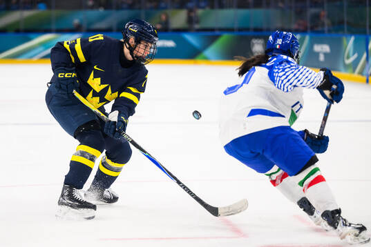 Josefin Bouveng of Sweden in the women's ice hockey game