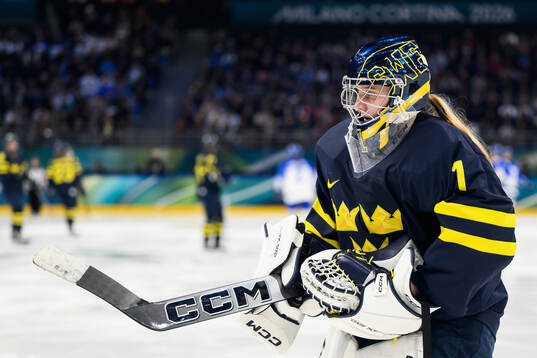 Goaltender Ebba Svensson Träff of Sweden in the women's