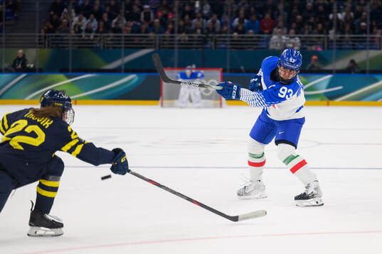 Nadia Mattivi of Italy in the women's ice hockey game
