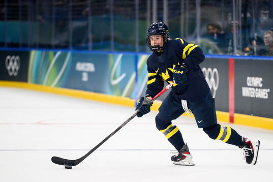 Mira Jungåker of Sweden in the women's ice hockey game
