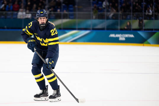 Thea Johansson of Sweden in the women's ice hockey game