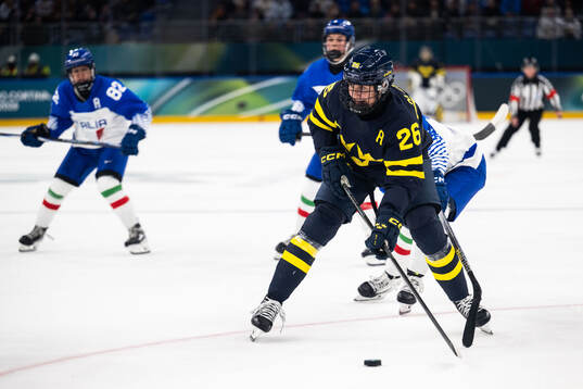 Hanna Olsson of Sweden in the women's ice hockey game