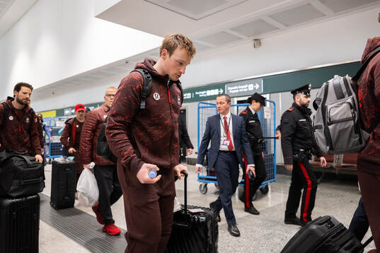 Cale Makar of Canada arrives