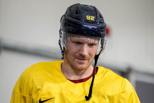 Gabriel Landeskog of Sweden at an ice hockey practice