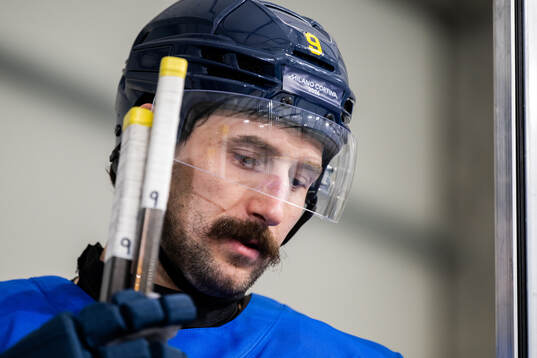 Filip Forsberg of Sweden at an ice hockey practice session