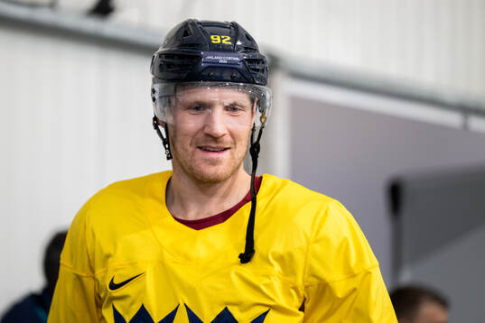 Gabriel Landeskog of Sweden at an ice hockey practice