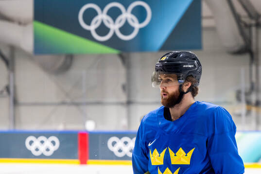 William Nylander of Sweden at an ice hockey practice session