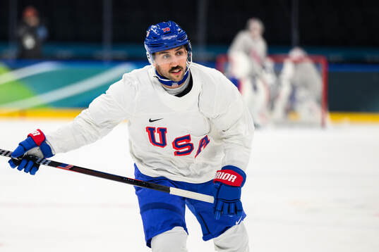 Vincent Trocheck of USA at an ice hockey practice session