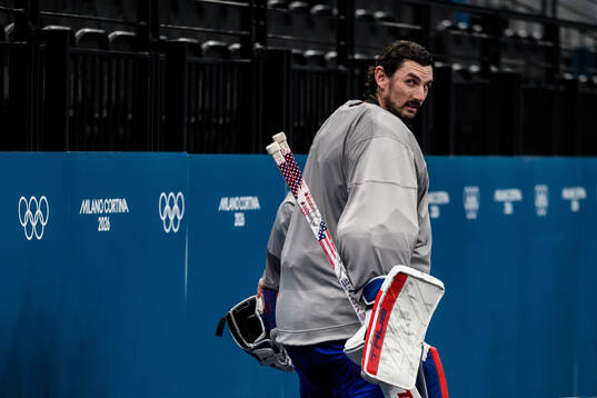 Goaltender Connor Hellebuyck of USA