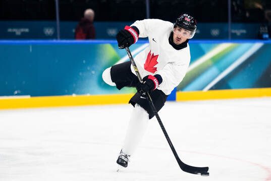 Brad Marchand of Canada at an ice hockey practice session