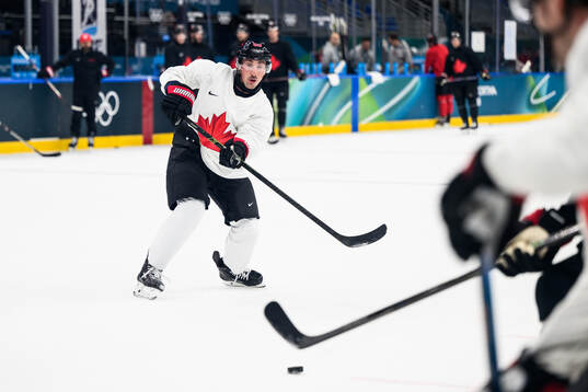 Brad Marchand of Canada at an ice hockey practice session