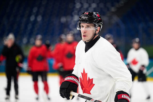 Bo Horvat of Canada at an ice hockey practice session