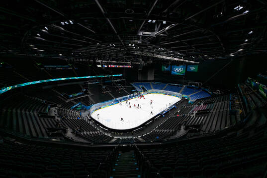 View from the stands inside Milano Santagiulia Ice Hockey