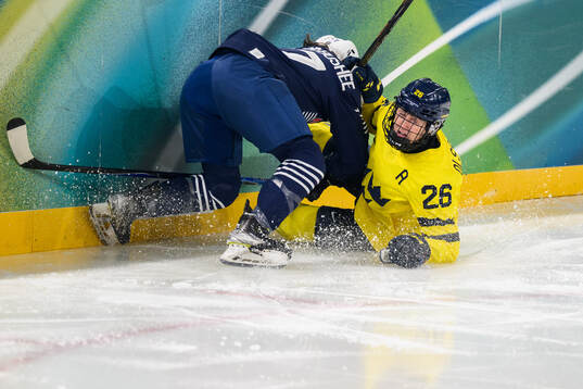 Hanna Olsson of Sweden in the women's ice hockey game