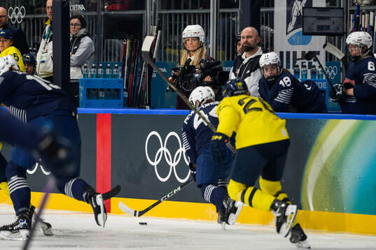 Marie Lehmann of Swedish broadcaster SVT at the women's ice