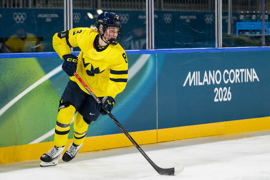 Hilda Svensson of Sweden in the women's ice hockey game