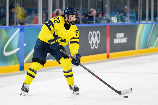Hanna Thuvik of Sweden in the women's ice hockey game