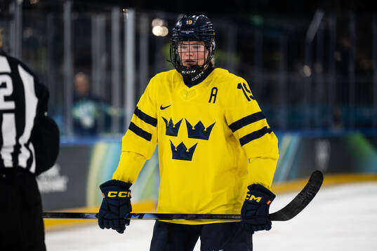 Sara Hjalmarsson of Sweden in the women's ice hockey game