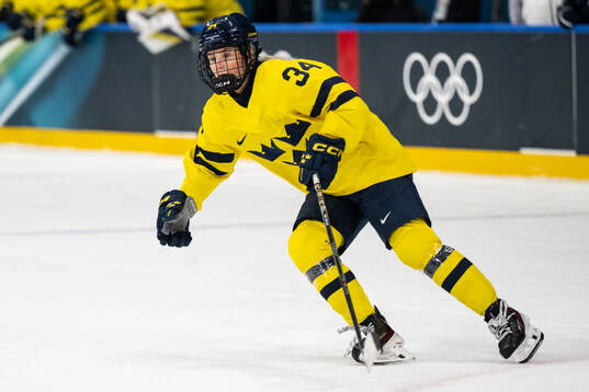 Mira Hallin of Sweden in the women's ice hockey game