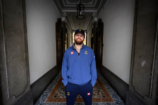 William Nylander poses for a portrait at a press conference