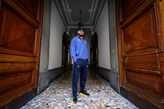 William Nylander poses for a portrait at a press conference