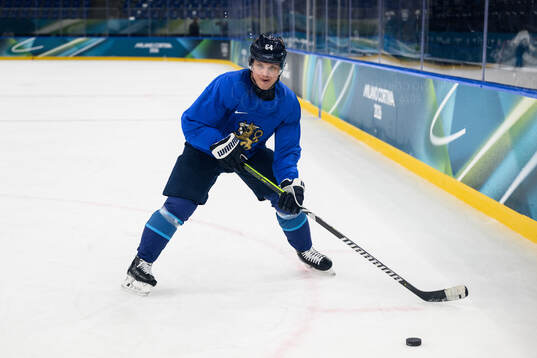 Mikael Granlund of Finland at an ice hockey practice session