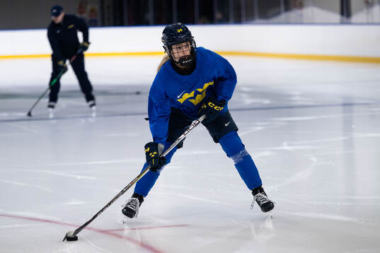 Mira Hallin of Sweden at a ice hockey practice session